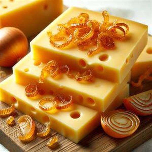 CHEDDAR sliced with CARAMELIZED ONIONS